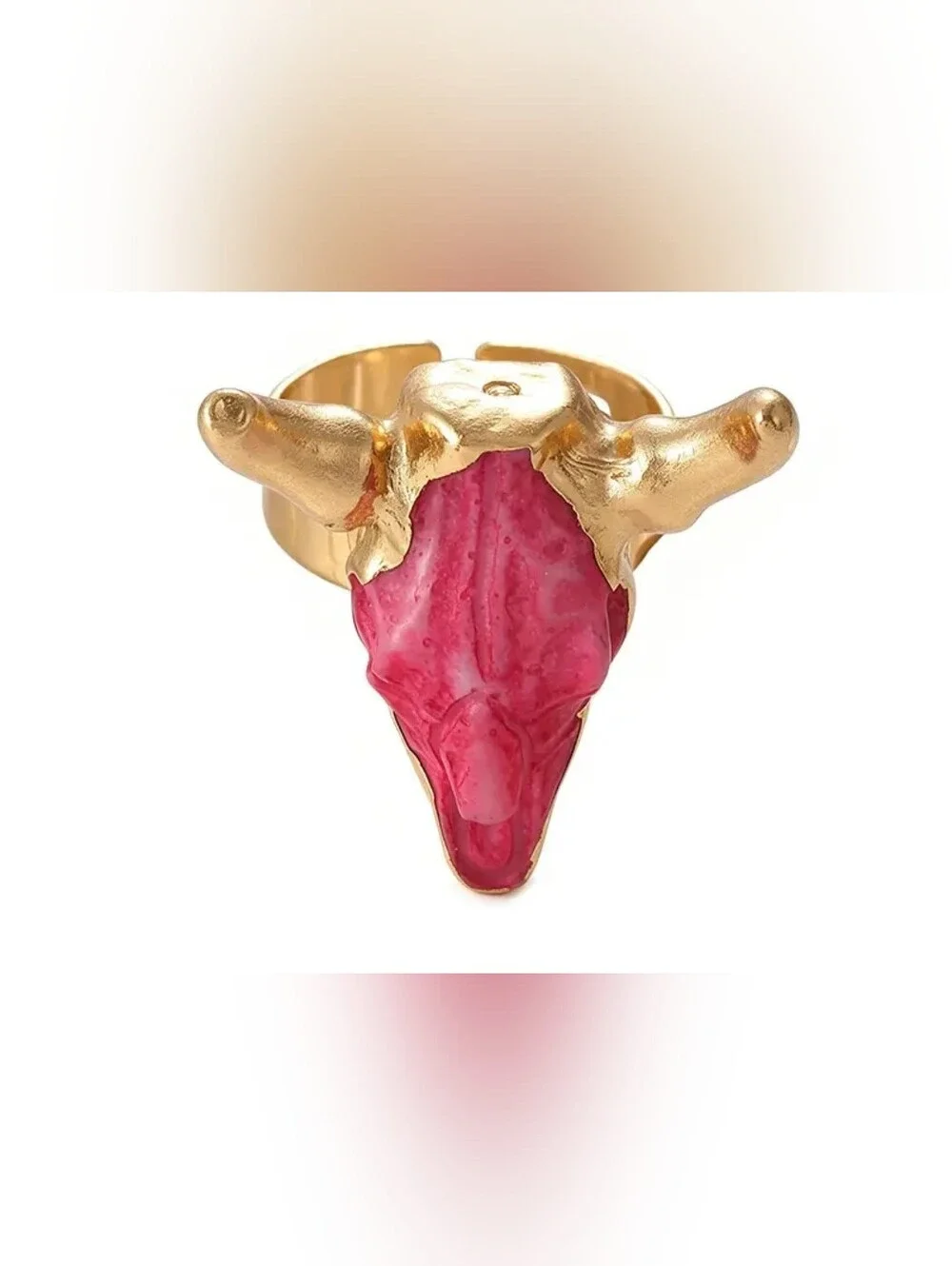 Pink Sculpted Steerhead Stone Skull